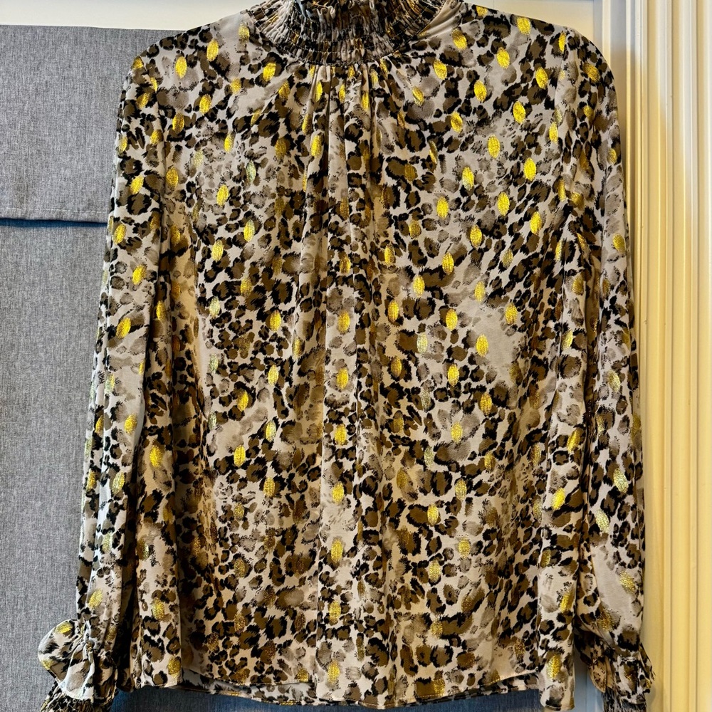 Free the Roses Leopard Print Blouse with Yellow Highlights